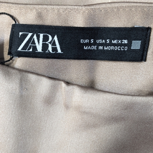 NWT!!! Zara Elegant A-Line Satin Effect Midi Skirt - Champagne Size Small - Picture 10 of 13